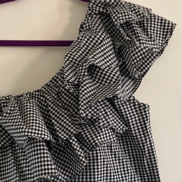 Miss Los Angeles Gingham One-Shoulder Ruffle Top - Picture 3 of 8